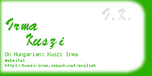 irma kuszi business card